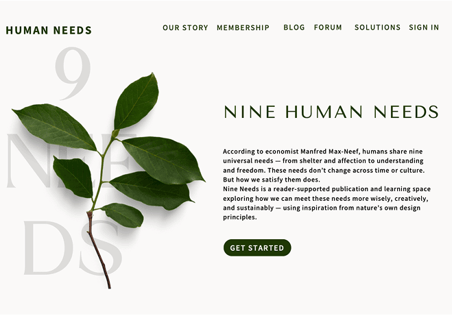 Nine Human Needs website